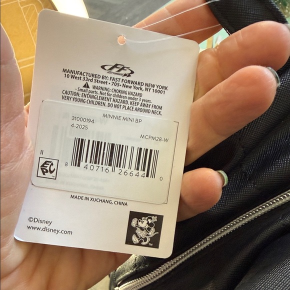 Disney Minnie Mouse Kids Backpack - Black with Red Polka Dot Bow - Picture 4 of 9